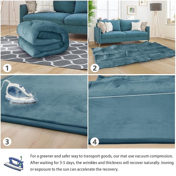Baby Play Mat 1.2" Thick Memory Foam Nursery Rug Area Rug, 6β7β X 6β7β Yoga Mat Playmat Crawling Mat for Baby,Toddlers, Infants, Kids,Floor Mat Tatami Mat for Living Room with Non-Slip(Green)