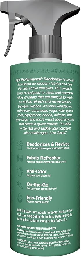 HEX Performance Deodorizing Spray, Fragrance Free, 22oz - Awesome for Shoes, Gear, Activewear & Fabrics, Yoga Mats & Gym Equipment, Carpet, Pets, Odor Eliminator & Fabric Refresher Spray