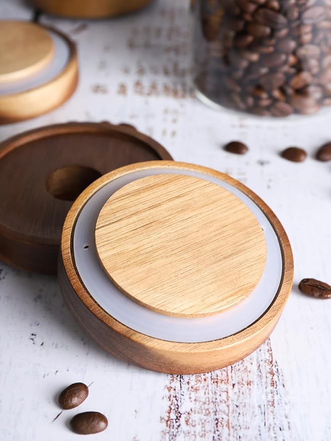 Kanwone Glass Storage Jars Set of 6, 17 Ounce Airtight Food Storage Containers with Bamboo lids, Clear Glass Canisters for Pantry, kitchen, Flour, Sugar, Tea, Coffee, Snack, Spice and Herbs