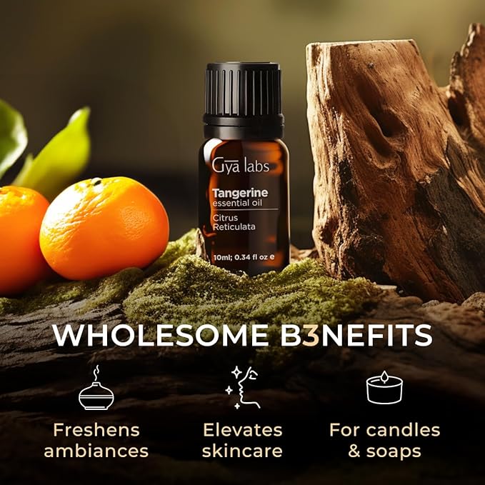 Gya Labs Tangerine Essential Oil for Diffuser - 0.34 Fl Oz - 100% Pure Natural Tangerine Oil for Skin, Massage, DIY Fragrances & Candle Making Scent