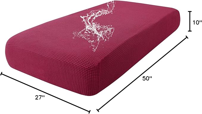 hyha Waterproof Couch Cushion Covers for Pets, Non Slip Sofa Seat Cover for Dogs Washable, Soft Thick Stretch Jacquard Fabric, Sofa Slipcovers with Elastic Bottom (1 Piece for Medium, Wine Red)