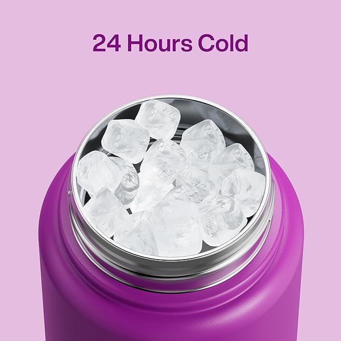 Insulated Water Bottle with Straw Stainless Steel Water Bottle, Leak-Proof, BPA-Free, Double Wall Vacuum Keeps Cold for 24 Hours for Sports, Travel, School (32 oz, Bright Magenta)