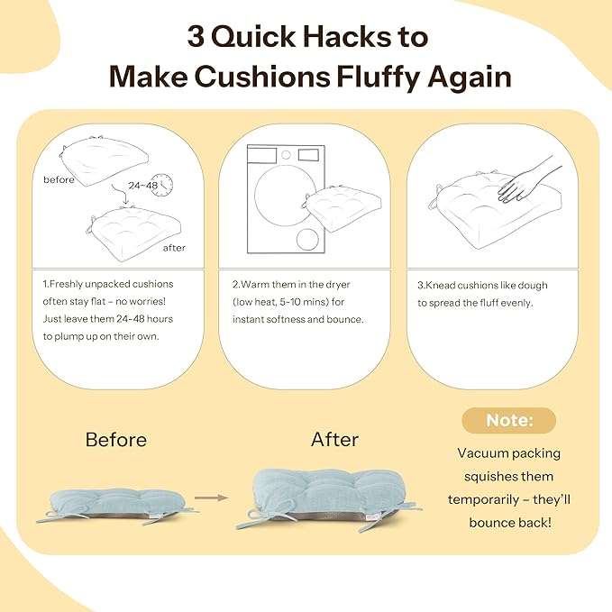 Non Slip Chair Cushions for Dining Chairs Set of 4 Kitchen Chair Cushions 18"x18"x3" Turfted Chair Pads Comfortable and Soft Seat Cushion with Ties, Aqua Blue