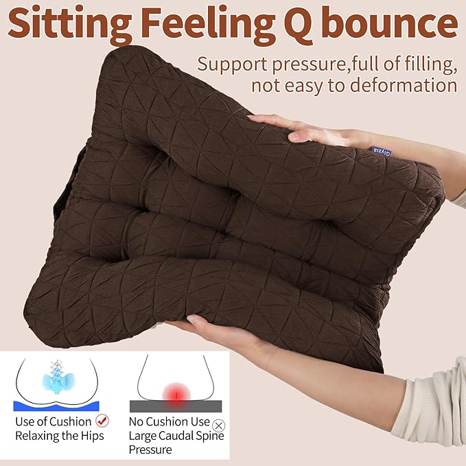 Large Chair Cushions with Handle, 20"x 20" Bite-Size Memory Foam Seat Cushions for Wicker Chair, Patio Non-Slip Rattan Chair Pads, Square Floor Cushion, Brown