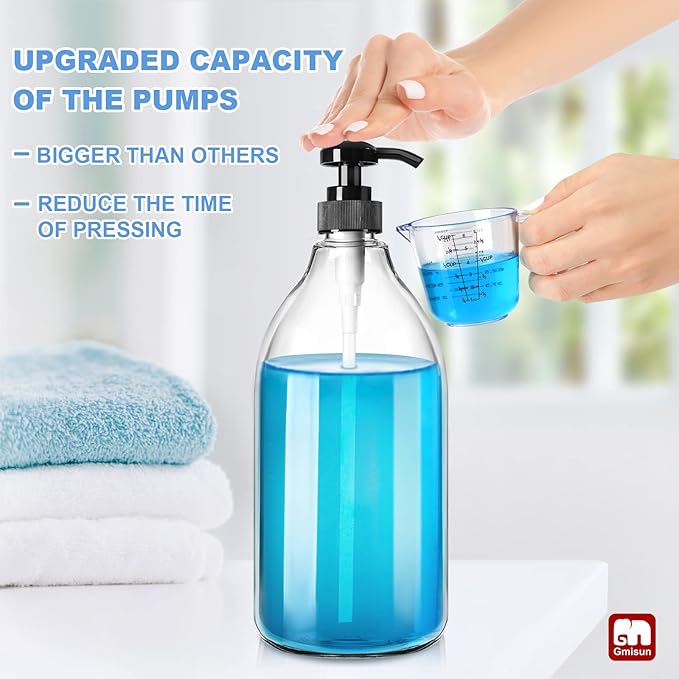 GMISUN Laundry Detergent Soap Dispenser, Liquid Laundry Detergent Dispenser, Container for Farmhouse Laundry Room Decor, Organizer for Liquid DetergentSoftenerBleach Storage Bottle(67 Oz Set of 3)
