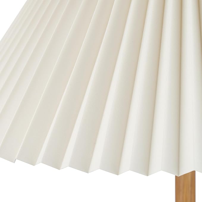 GLOBE Electric 61000053 62" Floor Lamp, Wood-Toned Finish, Pleated Fabric Shade, Pull Chain Switch, Reading Light, E26 Base, Modern Classic Lighting for Living Rooms and Bedrooms