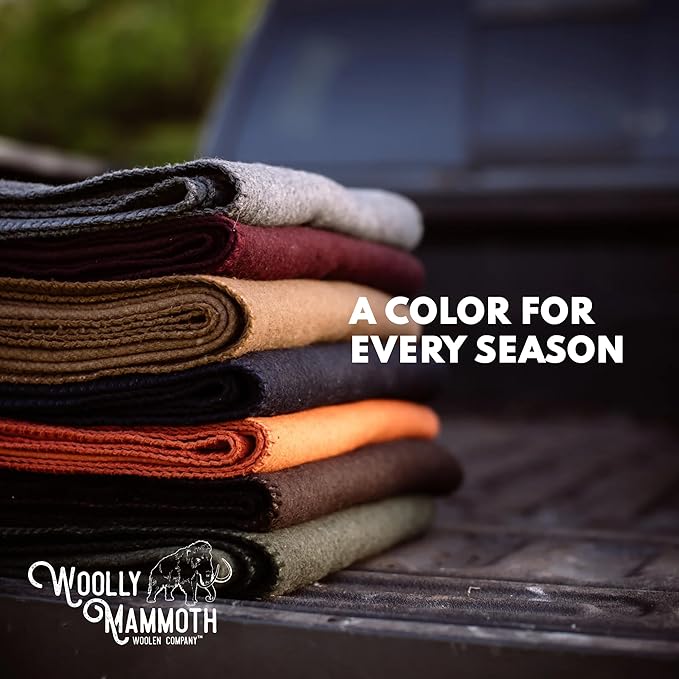 Woolly Mammoth Woolen Company Outdoor Merino Wool Throw Blanket - 66" x 90" Large Burgundy - Camping Essentials Bedroll & Emergency Survival Gear - Heavyweight Thermal & Breathable