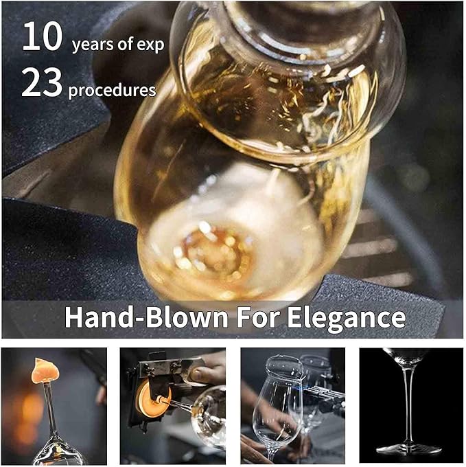 JBHO Set of 4-21 Ounce Hand Blown Italian Style Crystal Burgundy Wine Glasses - Lead-Free Premium Crystal Clear Glass - Gift-Box for any Occasion