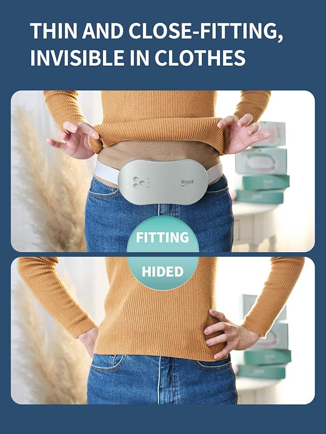 Slimpal Period Heating Pad for Cramps, FSA HSA Eligible, Portable Heat Pad for Menstrual Cramp Relief, Electric Cordless Heating Belt, 3 Timer Auto Off, Gifts for Women Girl, Light Grey