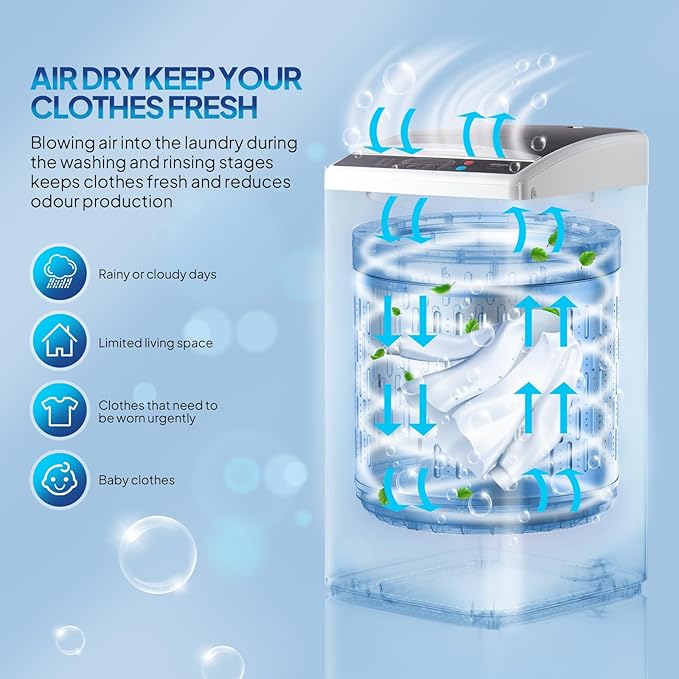 ROVSUN 25LBS Portable Washing Machine, Full-Automatic Electric Laundry Machine with Stainless Steel Drum, 110V Compact Washer, Washer and Spin Dryer Combo with Drain Pump for Apartment, Dorm, Home