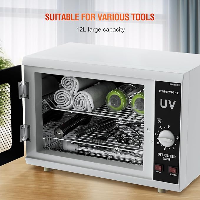 UV Sanitizer Cabinet. Dual Lamp UV Light Sanitizer Box with Timer Setting, Suitable for Cleaning of Various Items