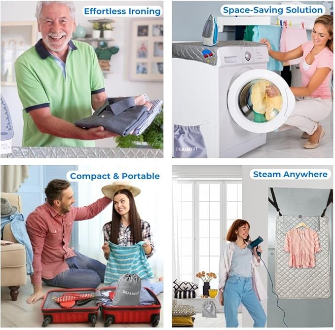 Premium Ironing Mat Heat Resistant Silicone Iron Rest Non Slip Magnetic Portable Ironing Pad Table Top Countertop Quilted Insulating Pad Travel Quilting Cover Scorch Mesh Blanket Over The Door