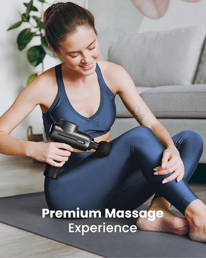 RENPHO Massage Gun with Heat, Portable Percussion Massager with Bluetooth for Back and Neck, Gifts for Men and Women, Carry Case, Active+ Thermal