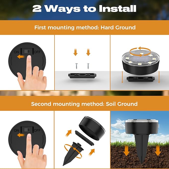 Mini Outdoor Solar Lights,8 Pack Solar Garden Lights for Outside IP65 Waterproof, 8 LED Disc Landscape Lighting for Garden Yard Driveway Walkway Poolside Deck Lawn Patio,Cold White