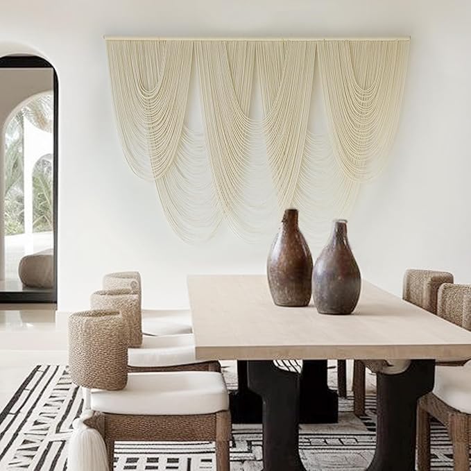 Macrame Wall Hanging Large Macrame Wall Decor Yarn Art 57" W x 41" L For Headboard Bedroom Living Room Craftsmanship Fiber Home Art