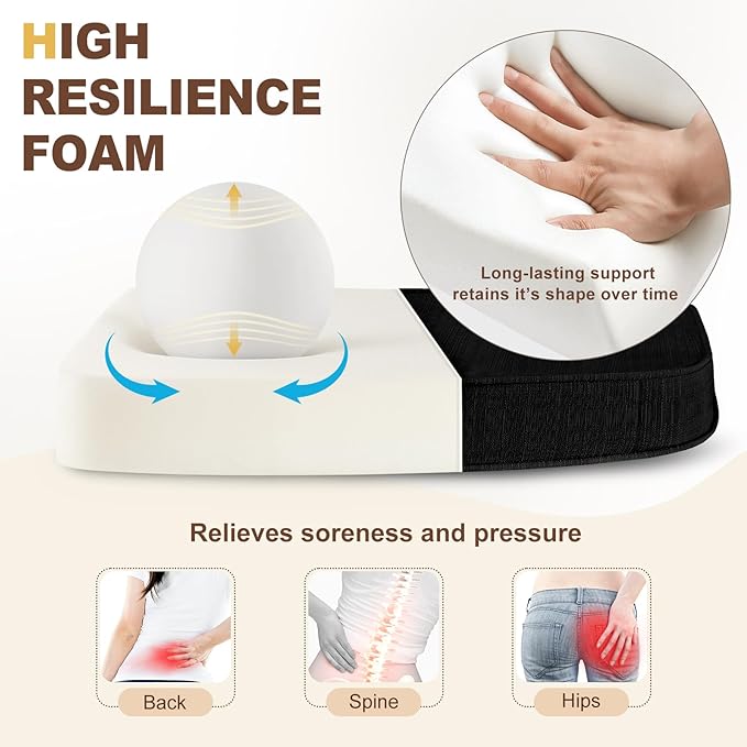 downluxe Chair Cushions for Dining Chairs, Waterproof Kitchen Chair Pads, Non-Slip Dining Seat Cushion with Ties, 17" x 16" x 2.5", Black, 4 Pack