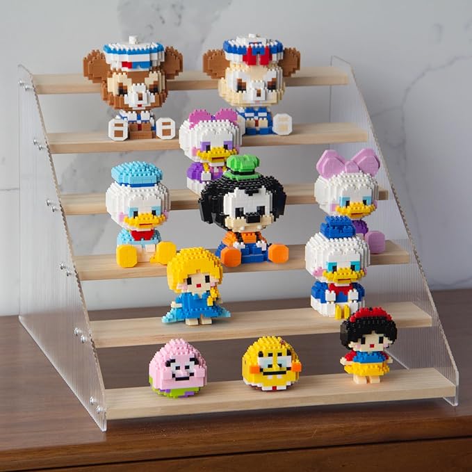 nianfeng Tiered Spice Rack, 6-Tier Spice Pantry Kitchen Cabinet Organizer, 12-Inch, Natural Wood Acrylic Stair Riser Stand, Countertop Seasoning Shelf