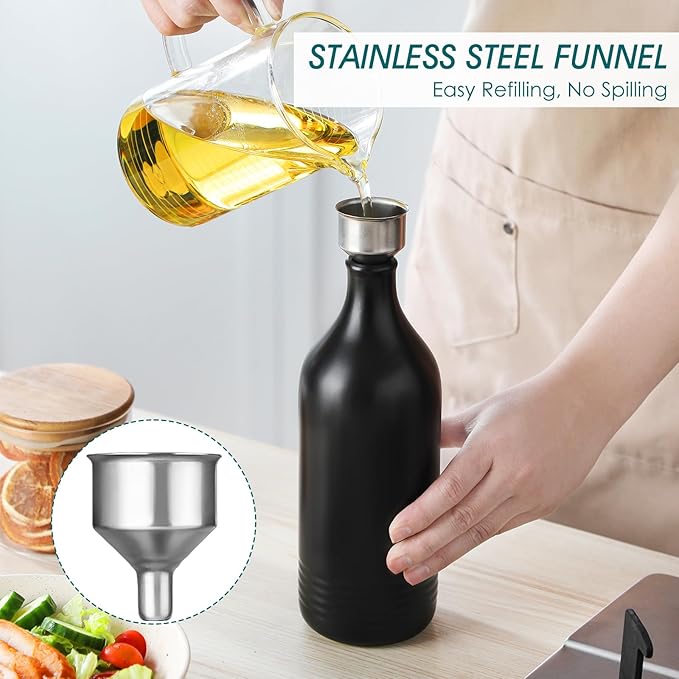 vancasso 20 Oz Ceramic Olive Oil Dispenser Bottle, Bottle Dispenser with Spout and Funnel for Kitchen,Suitable for Oil, Vinegar, Coffee Syrups & Other Liquids,BK