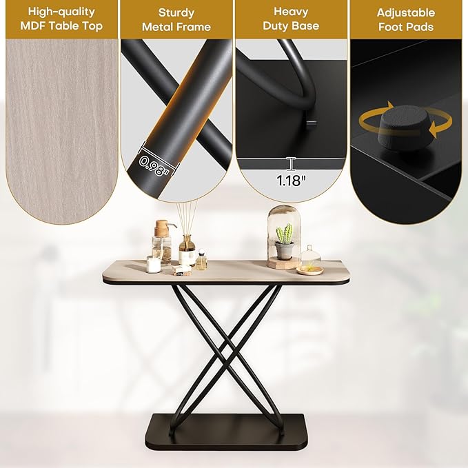 BECHAEO Farmhouse Narrow Console Table for for Living Room, 47.4" Rustic Narrow Entryway Table, Sofa Tables Behind Couch, Industrial Wooden Accent Tables for Hallway Foyer Warm Gray