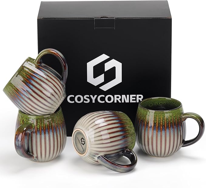 CosyCorner Ceramic Coffee Mugs Set, 17 oz Large Coffee Cups for Home and Office, Ceramic Cup for Coffee & Tea(B×4 pcs)