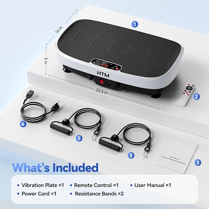 Vibration Plate Exercise Machine - 330lbs Weight Capacity, 120 Speed Levels, 5 Program Modes - Full Body Workout for Home Fitness, Toning & Wellness, LED Display, Low Noise Motor