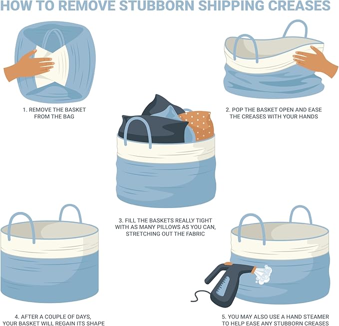 OrganiHaus Woven Storage Baskets for Organizing, Cotton Rope Organizer Bins for Shelves, Closet & Nursery, Dog Toy Basket, Decorative Bins for Toys, Towels & Books - 15x10x9, Blue/Off-White