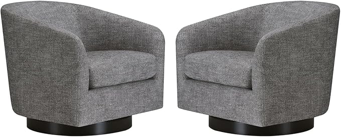 CHITA Swivel Accent Chair, FSC Certified Upholstered Fabric Barrel Chair for Living Room Set of 2, Fully Assembled, Pebble Grey