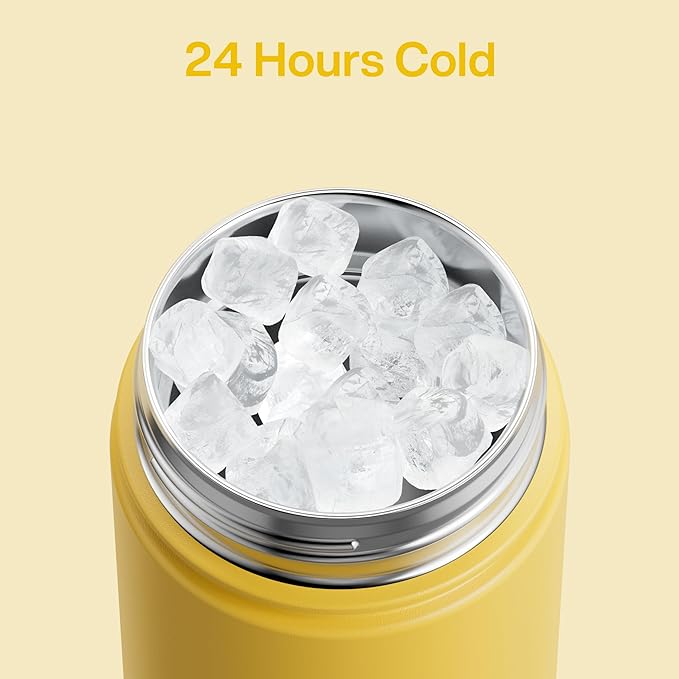 Insulated Water Bottle with Straw Stainless Steel Water Bottle, Leak-Proof, BPA-Free, Double Wall Vacuum Keeps Cold for 24 Hours for Sports, Travel, School (26 oz, Elfin Yellow)