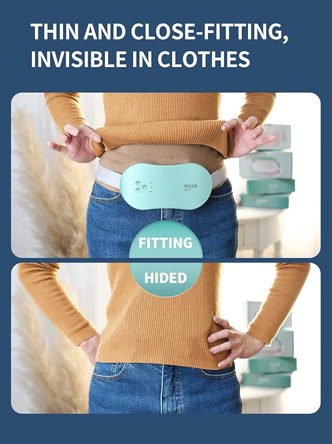 Slimpal Portable Heating Pad for Period Cramps, FSA HSA Eligible, Cordless Heat Pad for Menstrual Cramps Relief, 3 Timer Auto Off Setting, Electric Heating Belt Gifts for Her Women Girl Wife, Aqua