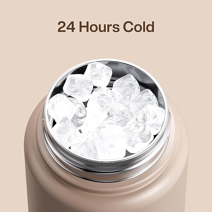 Insulated Water Bottle with Straw Stainless Steel Water Bottle, Leak-Proof, BPA-Free, Double Wall Vacuum Keeps Cold for 24 Hours for Sports, Travel, School (32 oz, Raw Umber)