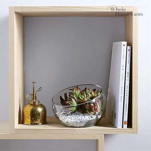 WHOLE HOUSEWARES | Slant Cut Bowl Glass Vase, Width 6.3", Height 5", Clear Terrarium Jar, Candy Jar, Fruit Jar, Floral Container for Wedding Party Event, Home Office Decor, 1 Piece