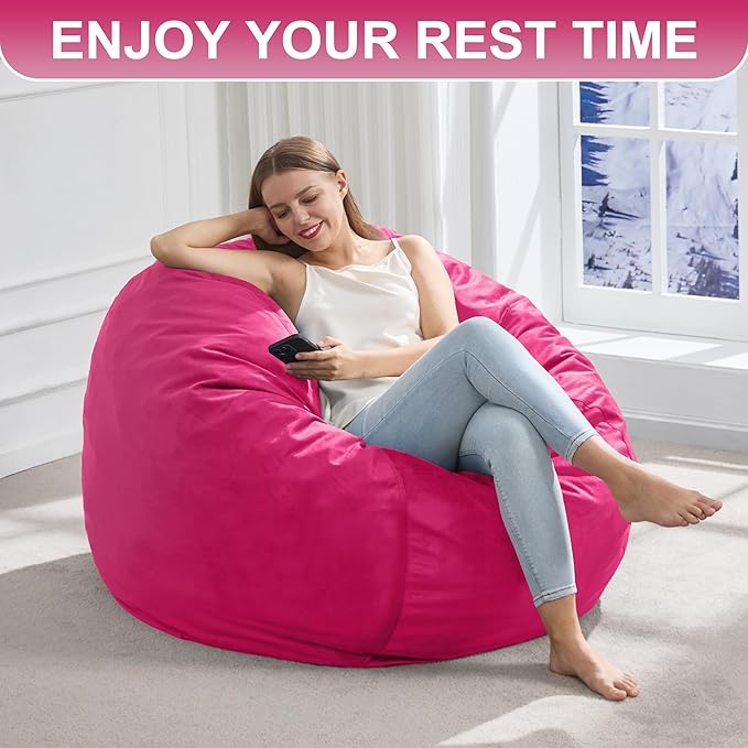 Hobestluk 3FT Bean Bag Chair Giant Bean Bag Chairs for Adults Large Bean Chairs with Removable Cover, Beanbag Chair with Filler, Adult Bean Bag Chairs for Living Room, Bedroom