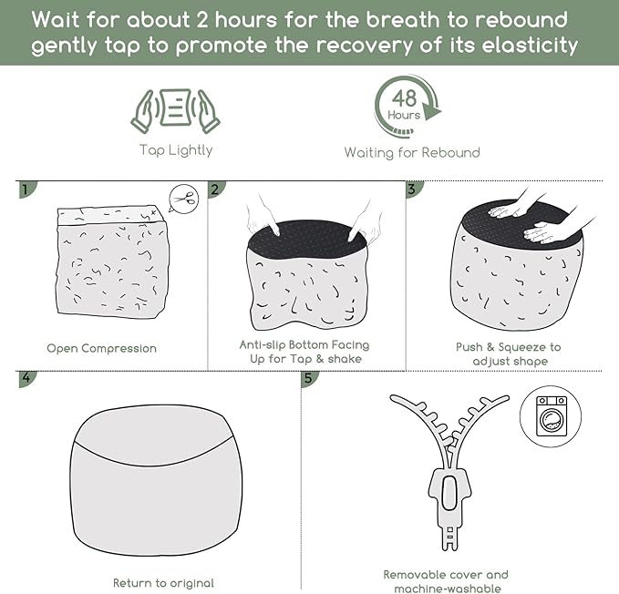 HIGOGOGO Round Stuffed Pouf Ottoman, Plaid Poufs with Foam Chunk Filling, Fluffy and Furry Pouf Foot Stool Storage Ottoman, 20 X 15 Floor Poufs Foot Rest for Living Room, Pink