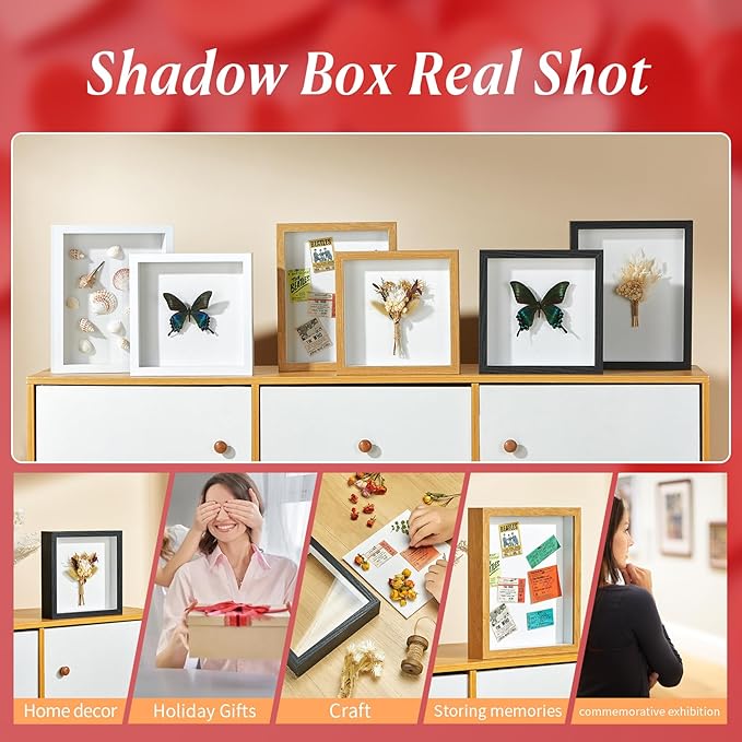 5x7 Shadow Box Picture Frame Display Case with Soft Linen Back-Thickened Panel,Small Mini Brown Deep Shadow Box Frame 5x7 for Insect Medal Display Pet Photo Memorial Flower Craft