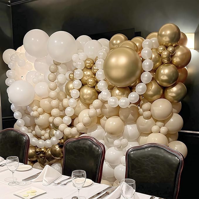 White Sand Linking Balloons, 100PCS 6 Inch Small Ivory Quick Link Balloons for Making Balloon Wall Heart Arch, Tails Balloon for Wedding Birthday Baby Shower Engagement Graduation Party Decorations