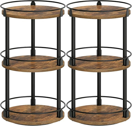 Spice Rack, Set of 2 Lazy Susan Organizer, 3-Tier Turntable Organizer For Cabinet, Compact and Versatile, for Kitchen Countertop, Rustic Brown SR23L2BR