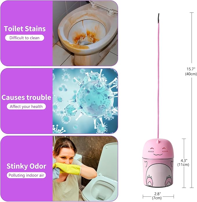 Toilet Bowl Cleaner-Cute Dinosaur-Shaped Toilet Bowl Cleaner Bottle Automatic Bathroom Toilet Tank Cleaner Easy-To-Use Septic Safe Toilet Cleaner in Bottle with Peach Scent (1, pink)