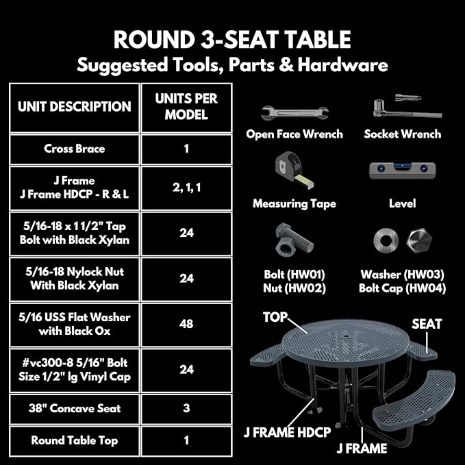 Heavy-Duty Portable Outdoor Picnic Table with Umbrella Hole, Expanded Metal Patio Dining Furniture Made in America (46" Round Top, Textured Dark Green)