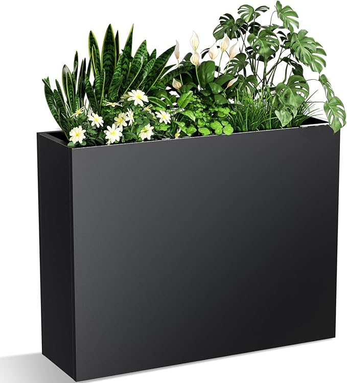 Metal Planter Box, Planter Boxes Outdoor Heavy Duty Metal Garden Planter Spliced Flower Pot with Partitions, All-Weather Use with Drainage Holes for Patio/Porch-35.43"x 27.55"x 11"