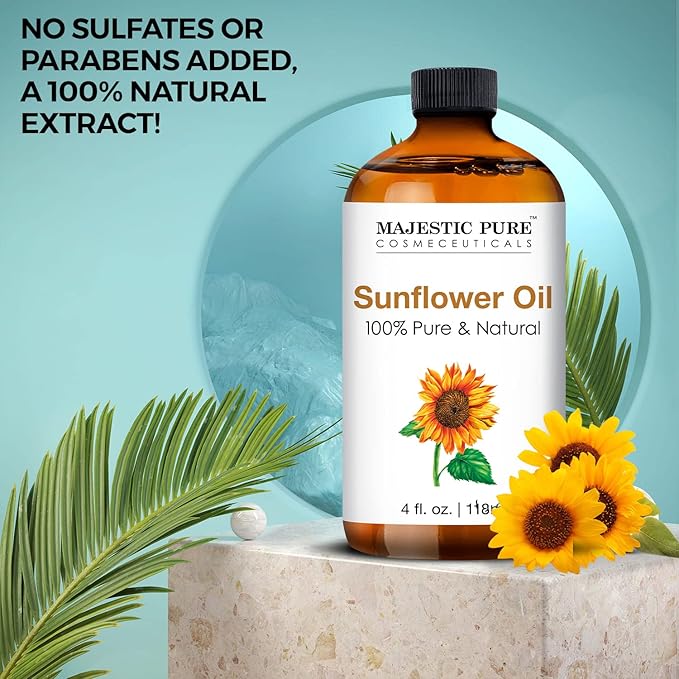 Majestic Pure Sunflower Essential Oil with Glass Dropper - Huge 4 Fl Oz - 100% Pure and Natural Black Pepper Oil - Premium Grade Essential Oils for Diffuser, Aromatherapy, Soap and Candle Making