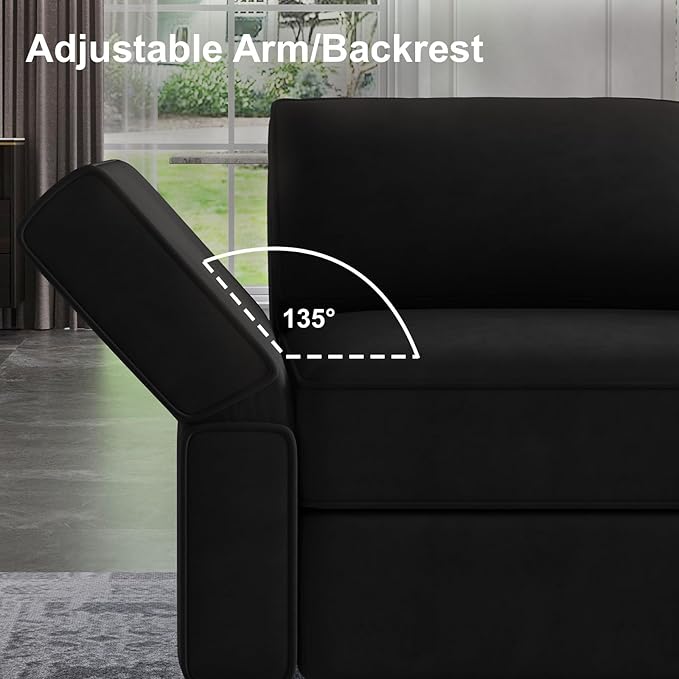 Belffin Modular Sofa Armrest Backrest Module for Modular Sectional Sofa Couch Side Armrest, Backrest Velvet Black