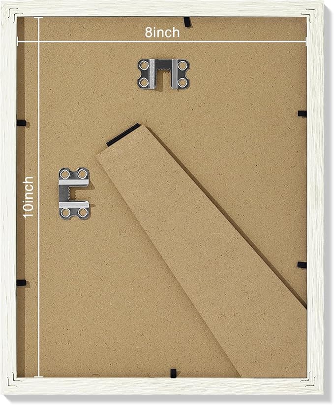 Vittanly 8x10 Picture Frames Set of 9, Shatter Resistant Plexiglass, Display 5x7 Pictures with Mat or 8x10 without Mat, Photo Frames for Wall or Tabletop, Engineered Wood, Whitemist