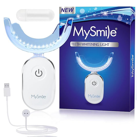 MySmile Teeth Whitening Accelerator Light, 28 LED Blue Light, Each 10 Minutes, USB Charger, Mouth Trays, 1 Pcs LED Light & 4ml Gel