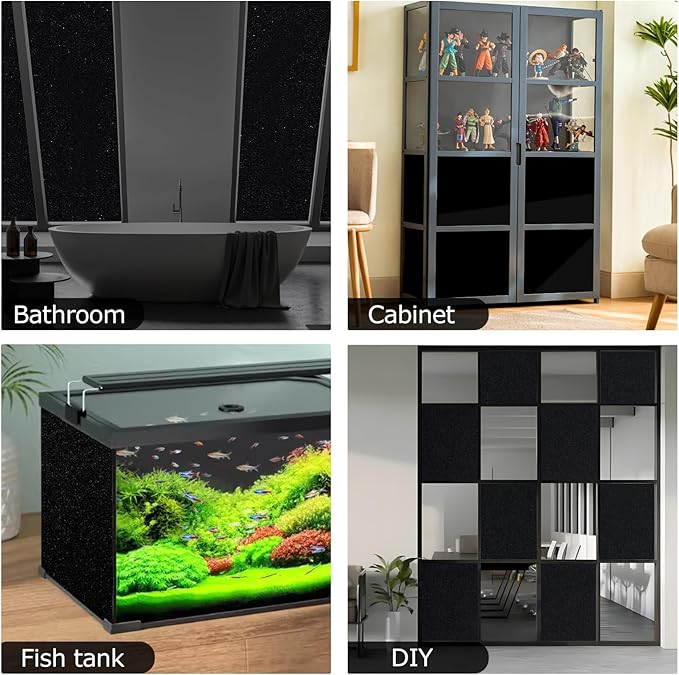 HIDBEA Blackout Window Film,100% Light Blocking Room Darkening Window Privacy Film,Frosted Glass Window Film Heat Control, Removable Window Cover Tint for Day Sleep (Black,17.3in x 13.1ft)