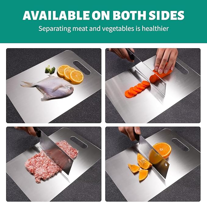 Titanium Cutting Board, New Upgrade Pure Titanium Cutting Boards for Kitchen,Food Grade 316 Stainless Steel Cutting Board,Double sided Dishwasher Safe 12 * 8inch