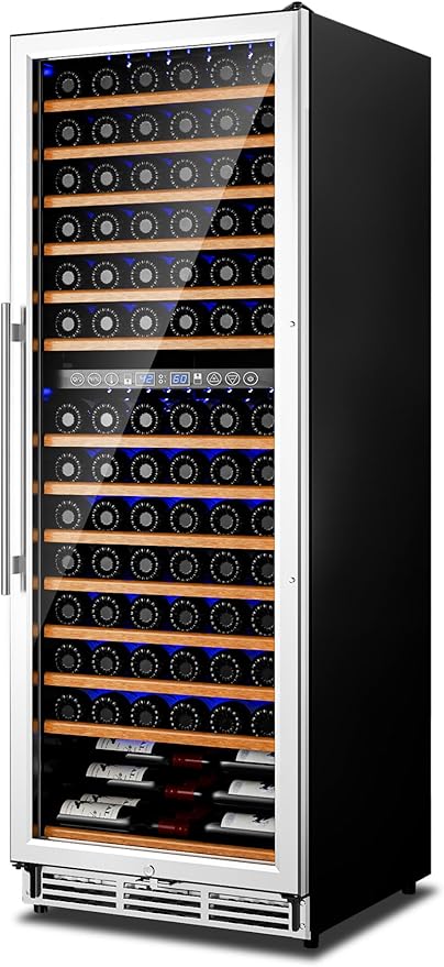154 Bottle Wine Refrigerator, 24 Inch Wine Fridge Dual Zone with Adjustable Shelf, Wine Cooler with Double Pane Glass Door, Advanced Temp Control, Low Noise, Wide Large Wine Cooler Refrigerator