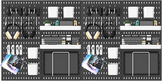 Pegboard Combination Kit, 25.2" x 50.4" Wall Mounted Storage Set with 8 Pegboards & 40 Accessories Hanging, Peg Boards Organizer