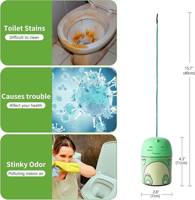 Toilet Bowl Cleaner-Cute Dinosaur-Shaped Toilet Bowl Cleaner Bottle Automatic Bathroom Toilet Tank Cleaner Easy-To-Use Septic Safe Toilet Cleaner in Bottle with Jasmine Scent (1, green)