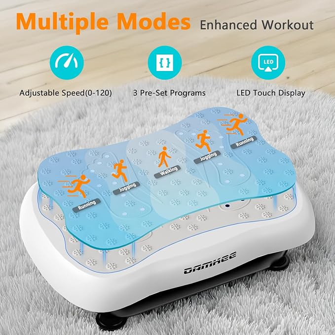 Vibration Plate Exercise Machine, Vibrating Equipment for Weight Loss and Lymphatic Drainage Massager, 3D Waver Exerciser for Fitness, Full Body Workout Shake Board with 120 speeds