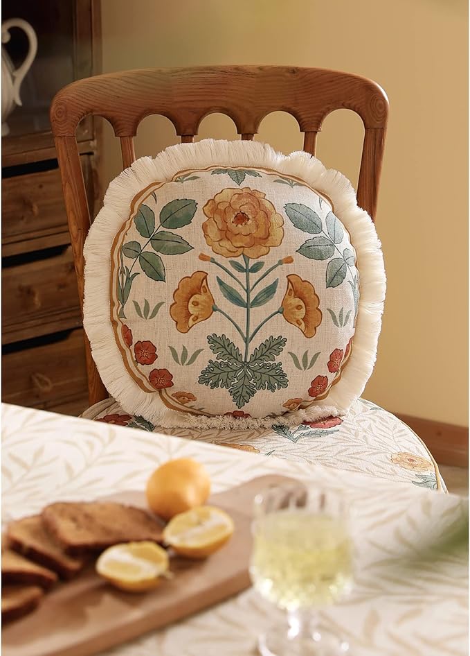 patdrea Designer Pack of 4 Throw Pillow Covers,Beige Vintage French Soft Linen Pillows Cover with Daisy Floral Pattern,Vintage Square Farmhouse Decorative Pillowcase for Couch,Bed,Living Room